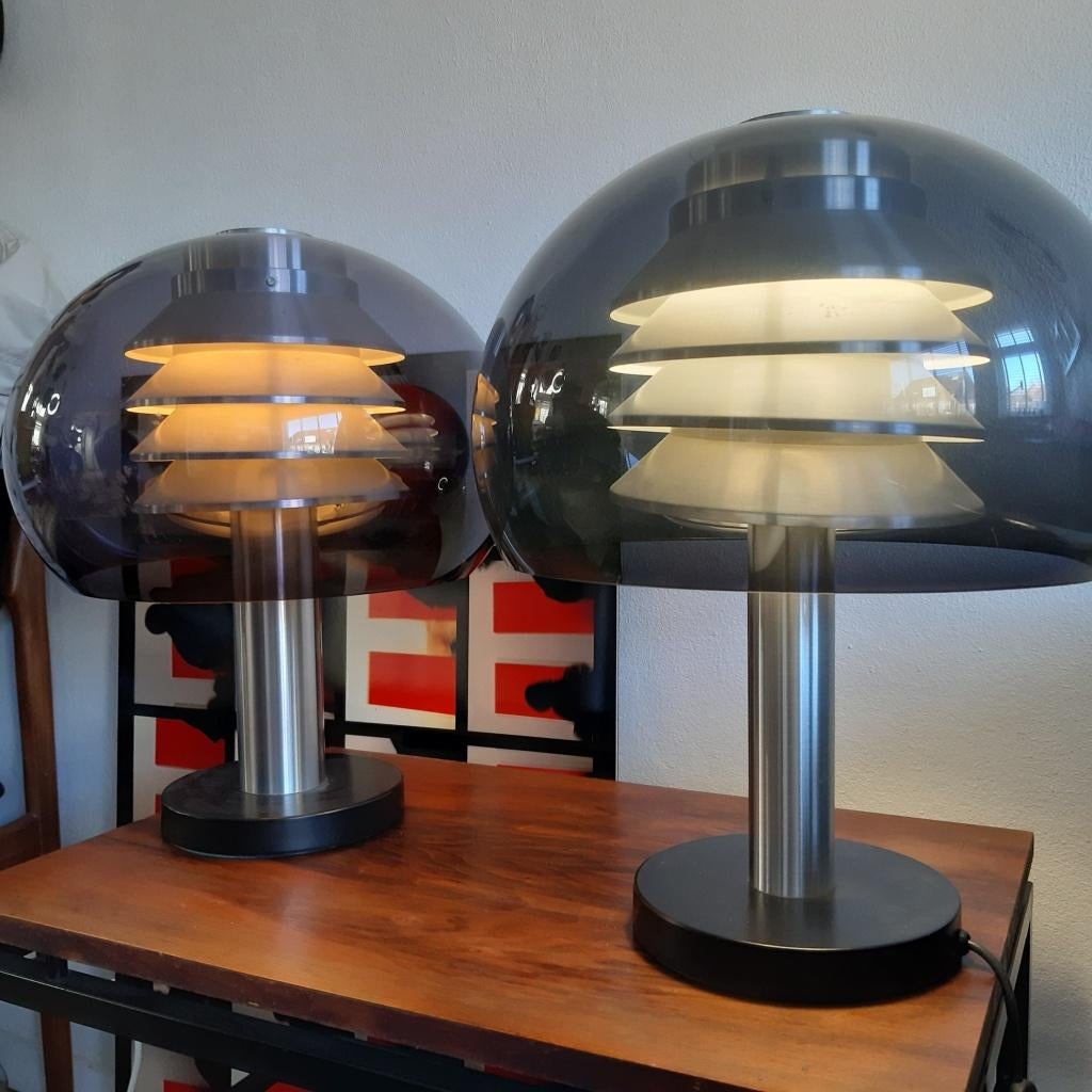 2 lampes vintage de design suédois Hans-Agne Jakobssen, Maison & Meubles, Moins de 50 cm, Enlèvement ou Envoi, Métal, Utilisé
