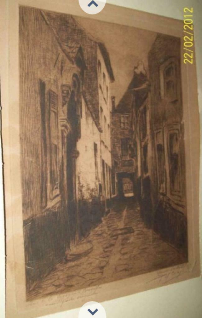 schilderij  steendruk, Antiek en Kunst, Ophalen