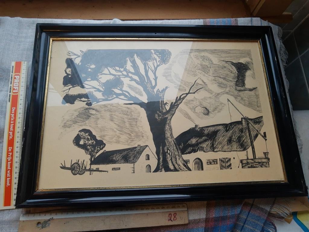 Kader met landelijke tekening, Ophalen of Verzenden
