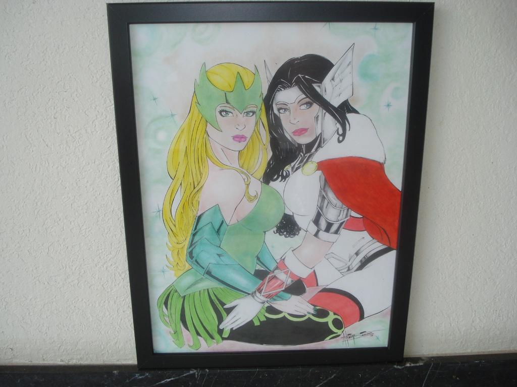 Andromeda & Polaris Dessin Original Ed Benes Studio DC Comic, Neuf, Enlèvement ou Envoi, Rectangulaire vertical, Avec cadre