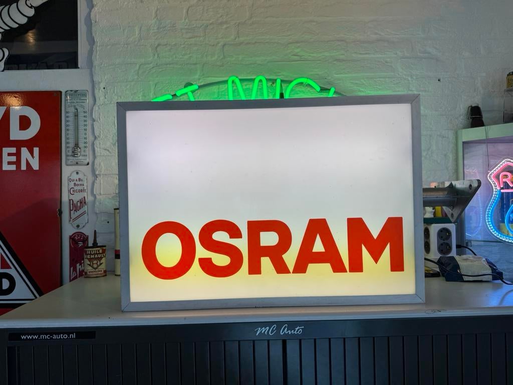 OSRAM oude reclame lichtbak, Verzamelen, Ophalen, Gebruikt, Lichtbak of (neon) lamp