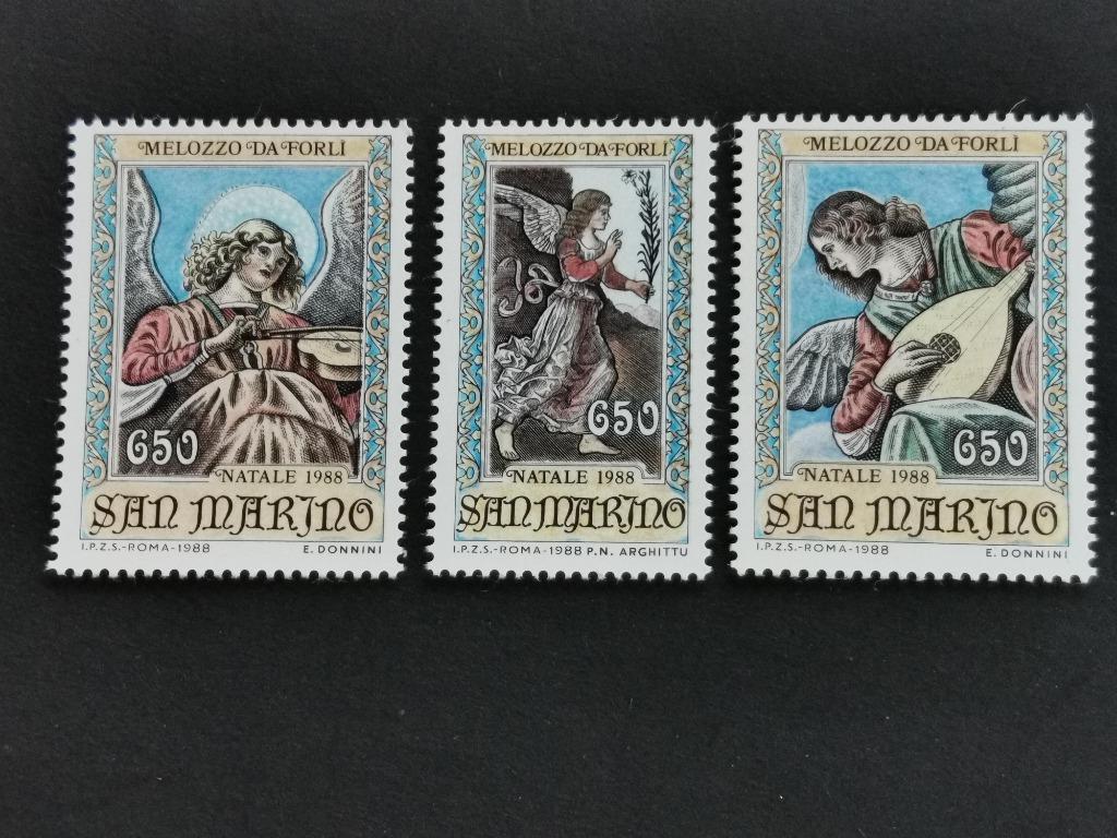 San Marino 1988 - Kerstmis - engelen, viool, bloem, luit **, Ophalen of Verzenden, Postfris