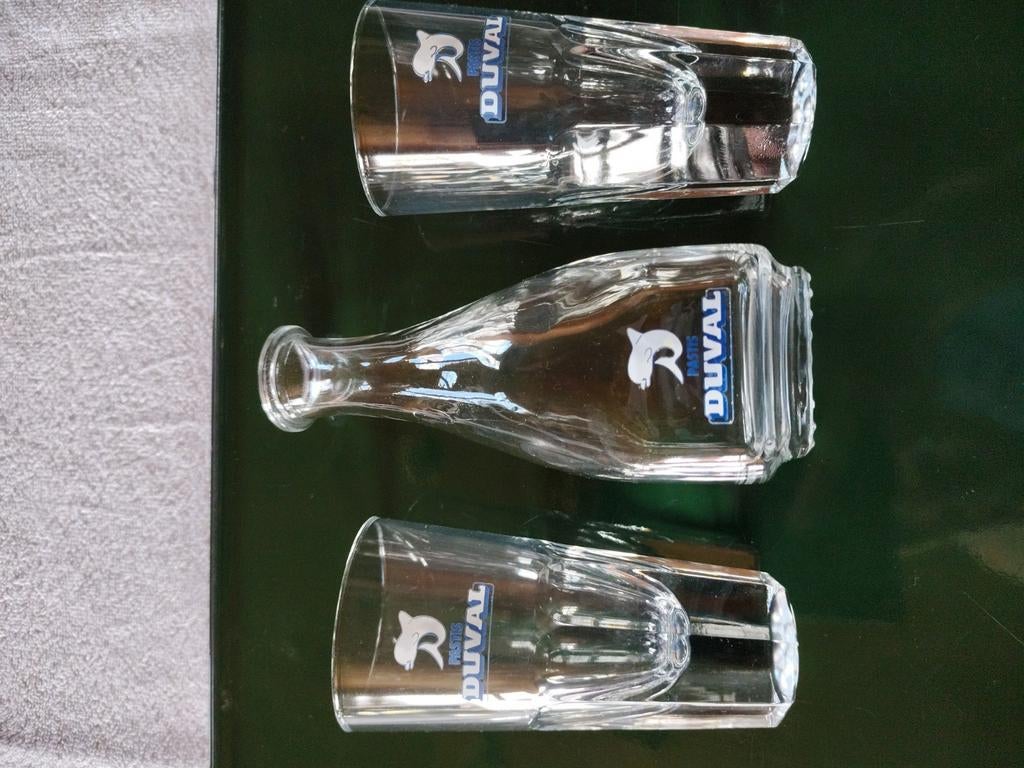 2 glazen duval met waterflesje., Ophalen of Verzenden, Zo goed als nieuw