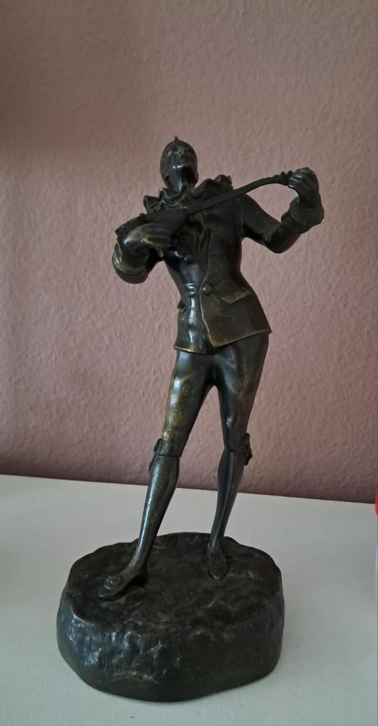 Bronzen beeld Pierrot van Louis Macré., Antiek en Kunst, Ophalen