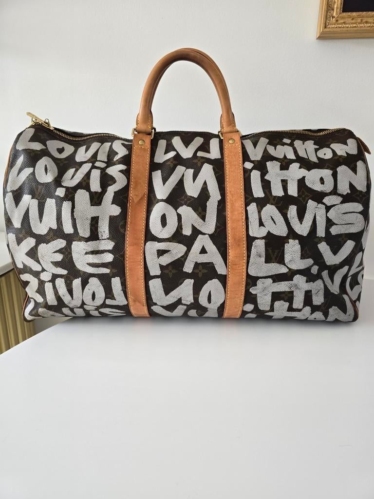 Louis Vuitton Keepall graffiti, Envoi, Utilisé, Blanc