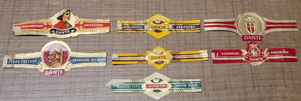 7 oude sigarenbandjes: Dante Arendonk, Enlèvement ou Envoi, Utilisé, Bagues de cigare