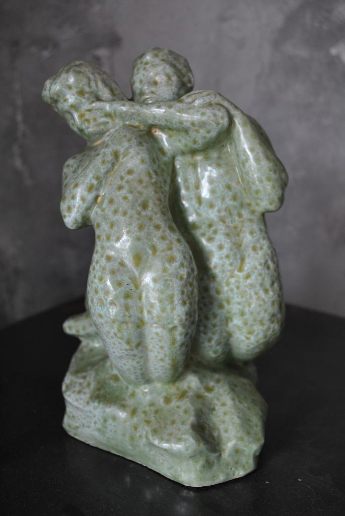 Statue en céramique Triton & Sirène Art Studio Nieuport RARE, Antiquités & Art, Enlèvement ou Envoi