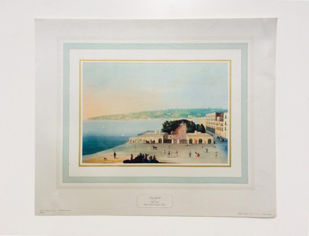 Art Print :  " Gouache Napolitaine XIXème " (62,5 x 51), Maison & Meubles, Enlèvement ou Envoi, Comme neuf, Imprimé