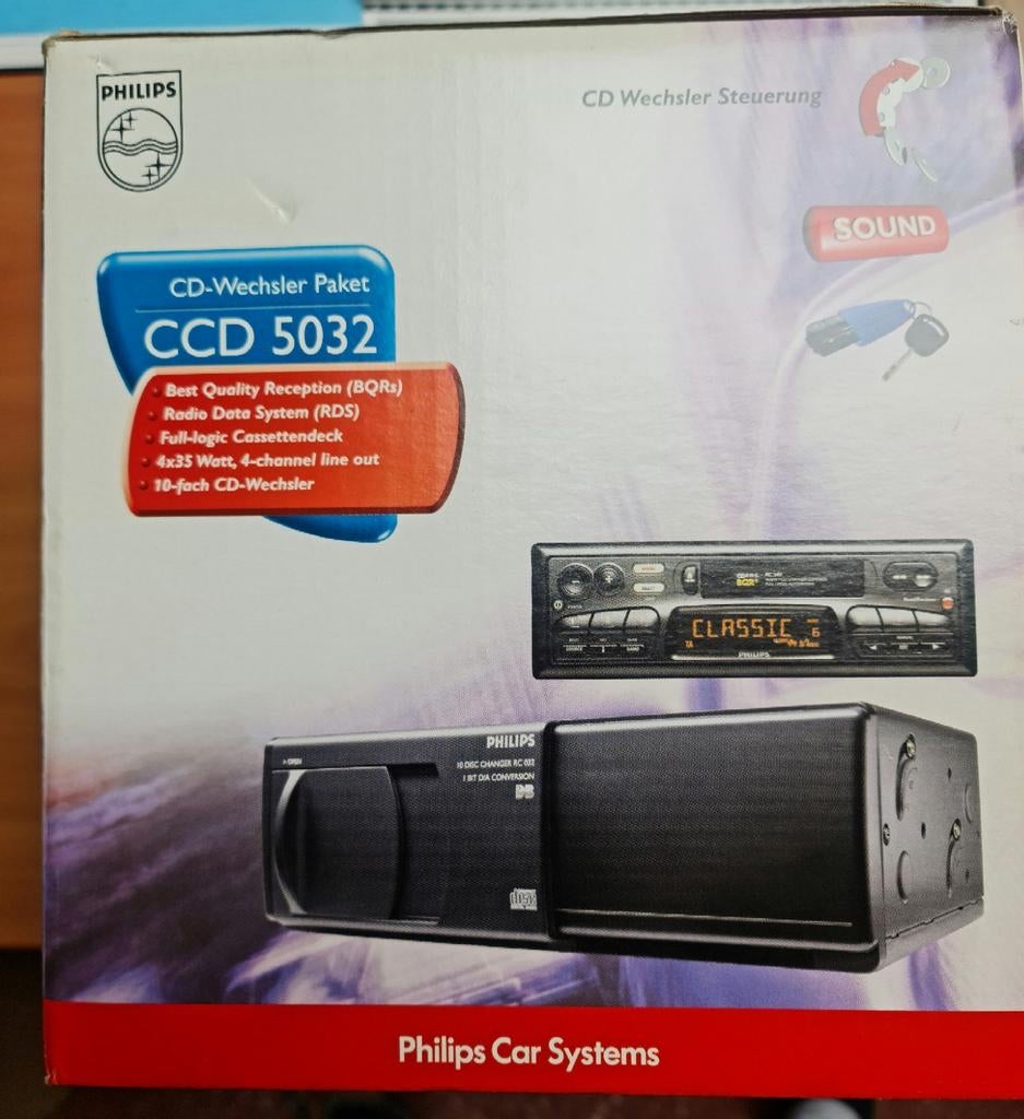 ‼️AUTORADIO K7 + 6CD PHILIPS NIEUW IN DOOS‼️, Auto diversen, Autoradio's, Ophalen, Nieuw