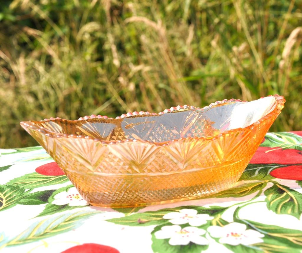 vide poche en verre moulé ocre irisé, Antiquités & Art, Enlèvement ou Envoi