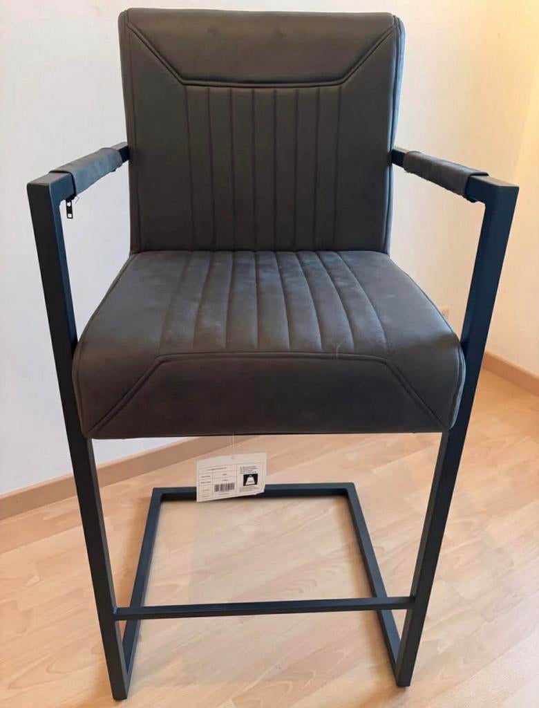 2 Tabourets de Bar Anthracite - État Neuf, Maison & Meubles, Tabourets de bar, Avec repose-pieds, 2 tabourets, Comme neuf, Enlèvement