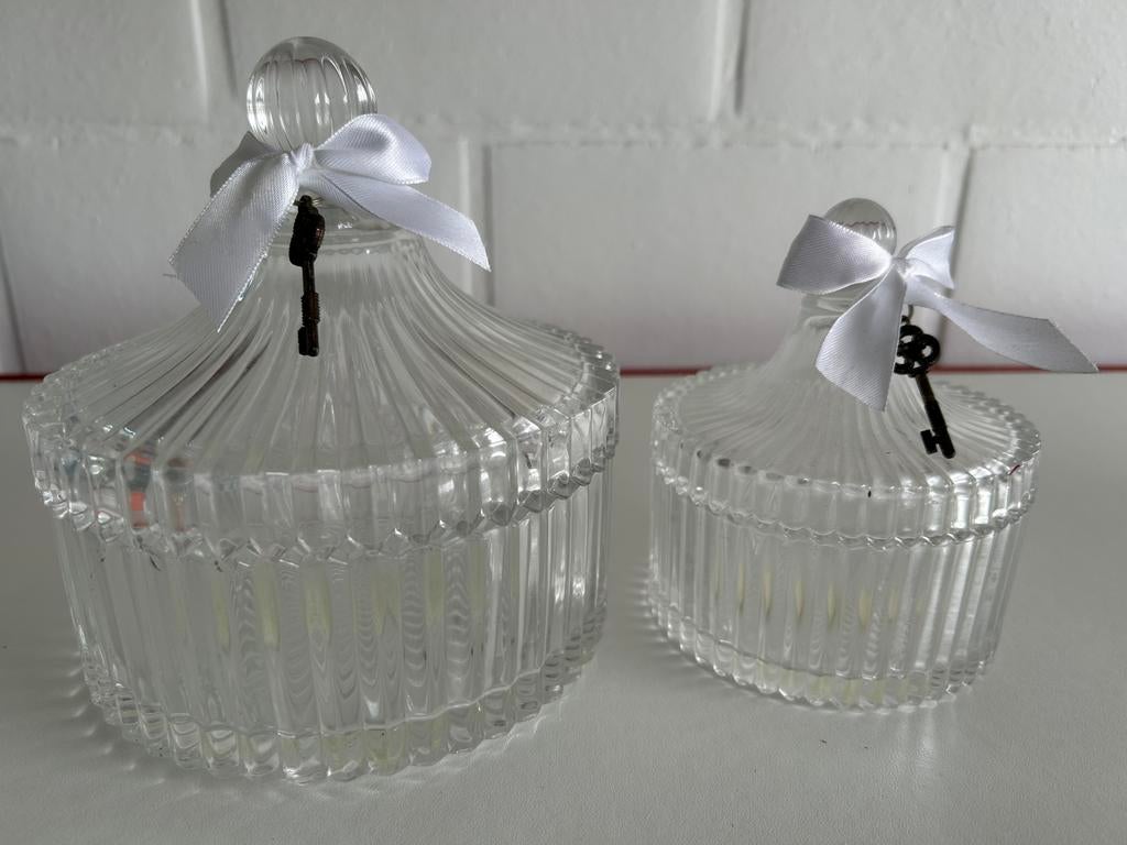Décoration en verre 2 pots avec couvercle, Enlèvement ou Envoi