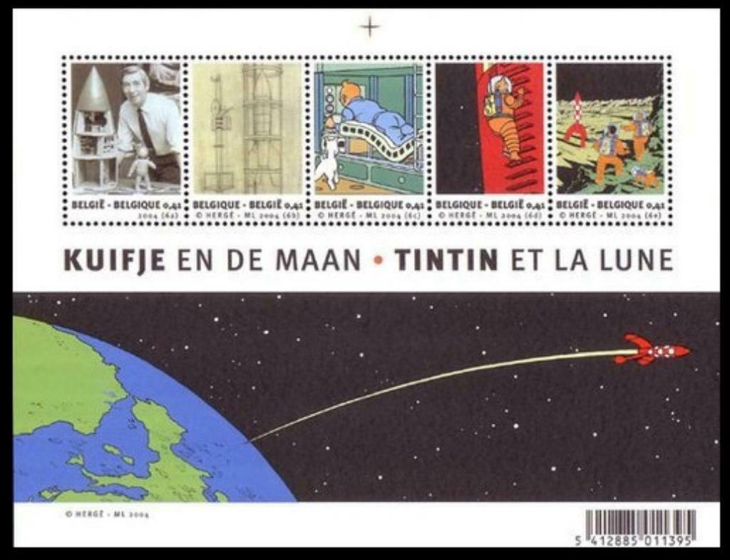 BL109 feuillet de timbres Tintin et la lune (Hergé), Timbres & Monnaies, Timbres | Europe | Belgique, Timbre-poste, Enlèvement ou Envoi