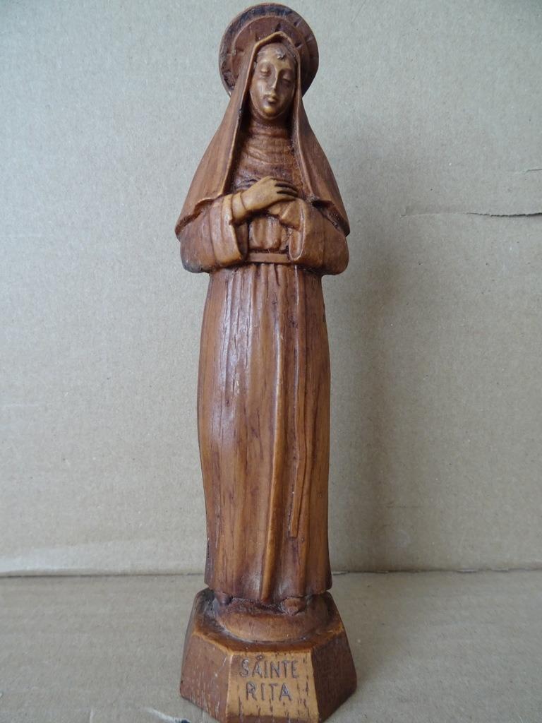 Statue en bois Sainte Rita 17cm Statue Rita de Cascia 1970, Enlèvement ou Envoi, Utilisé, Image, Christianisme | Catholique