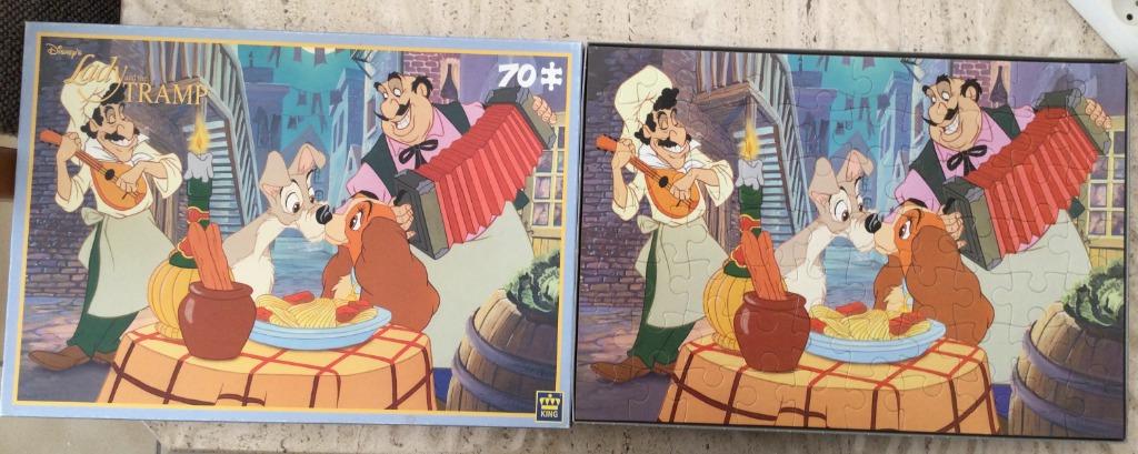 Disney - Lady en de vagebond puzzel - 70 stukjes, Kinderen en Baby's, Ophalen of Verzenden