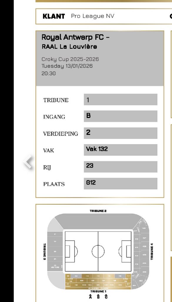 3 tickets Antwerp - La Louviere 1/4 de finale Croky Cup, Tickets & Billets, Trois personnes ou plus