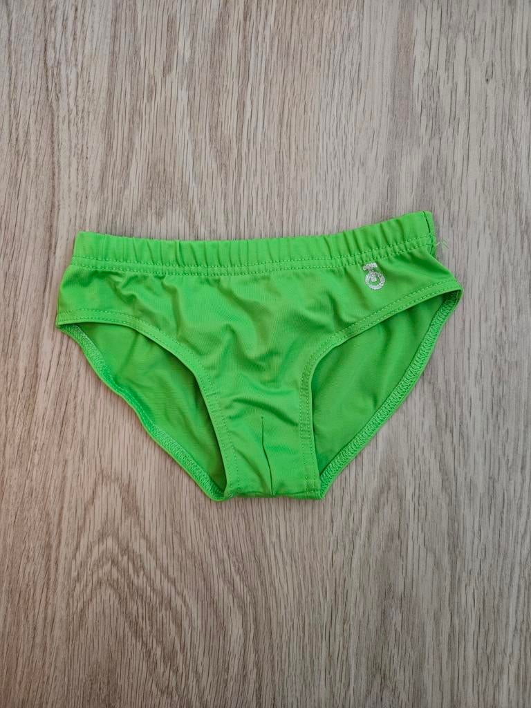 Fluogroene zwembroek 4 jaar, zeer goede staat, Ophalen, Maat 104, Zo goed als nieuw, Zwembroek