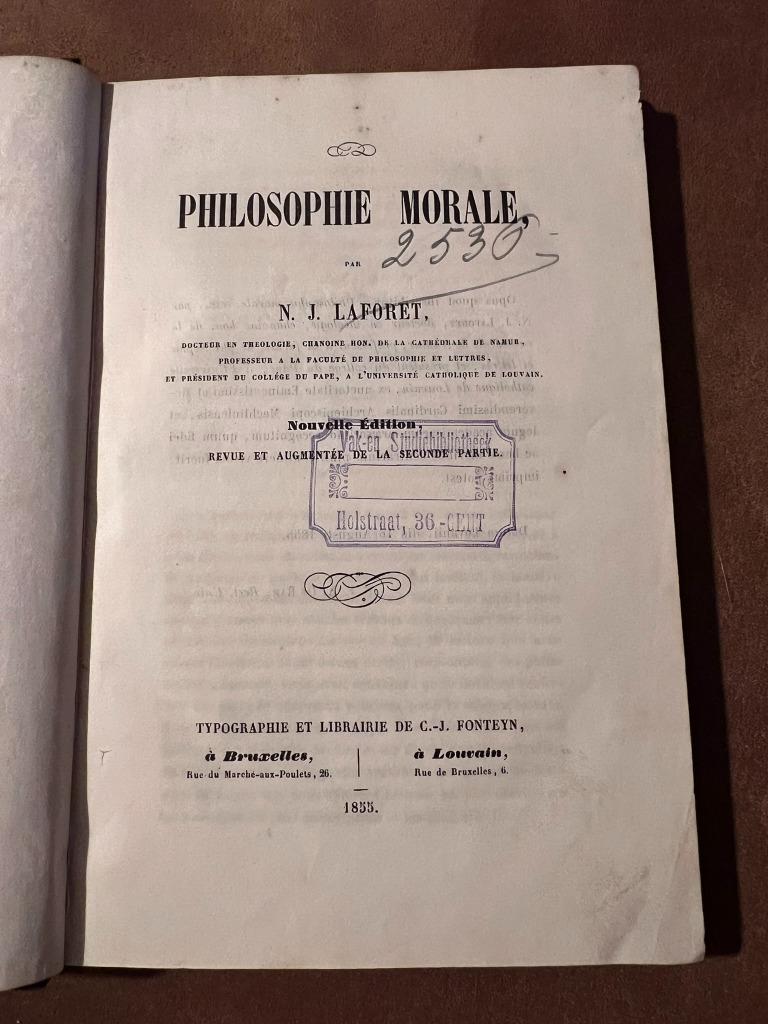 Philosophie morale par N.J. Laforet 1855, Antiquités & Art, Antiquités | Livres & Manuscrits, Enlèvement ou Envoi