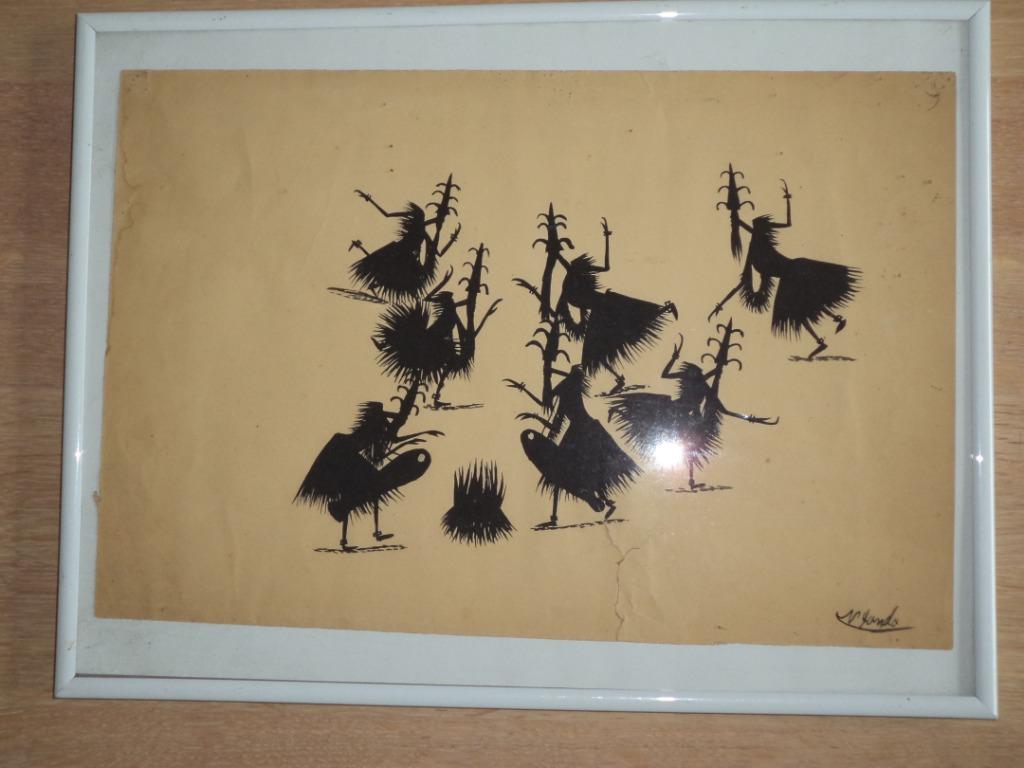 Kongo gouache ritual dancers NGANDA drawing, Antiek en Kunst, Kunst | Schilderijen | Modern, Ophalen of Verzenden