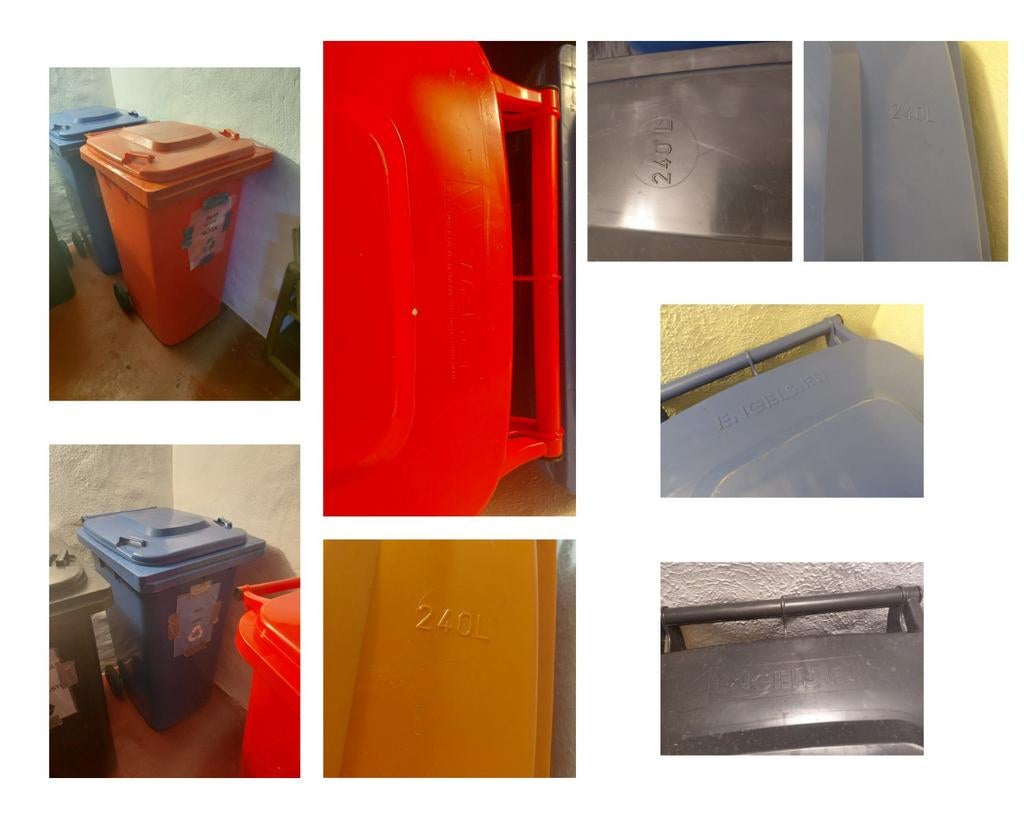 4 vuilbakken van 240 liter, Enlèvement