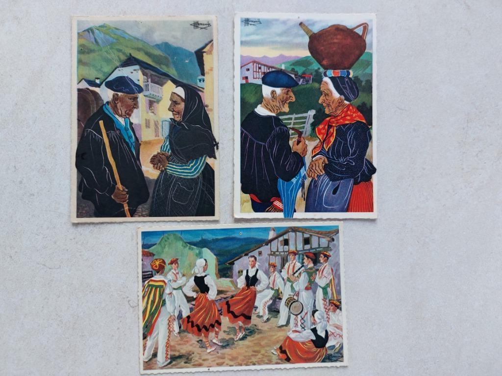 3 Franse postkaarten, Verzenden