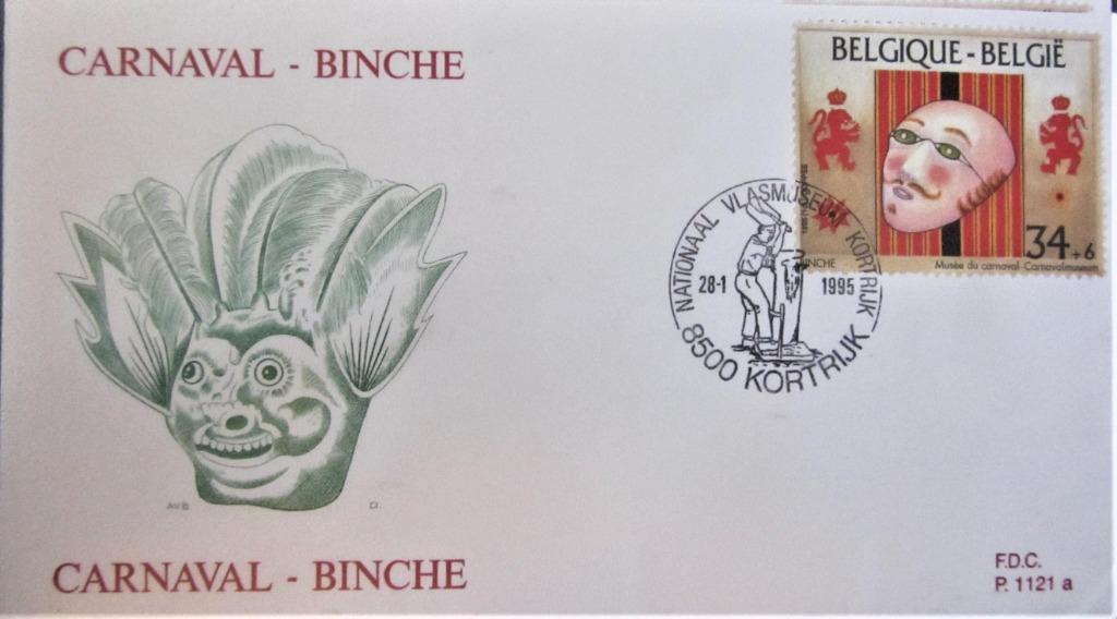 EERSTE DAG ENVELOP CARNAVAL BINCHE, Ophalen of Verzenden, Gestempeld, Overige thema's