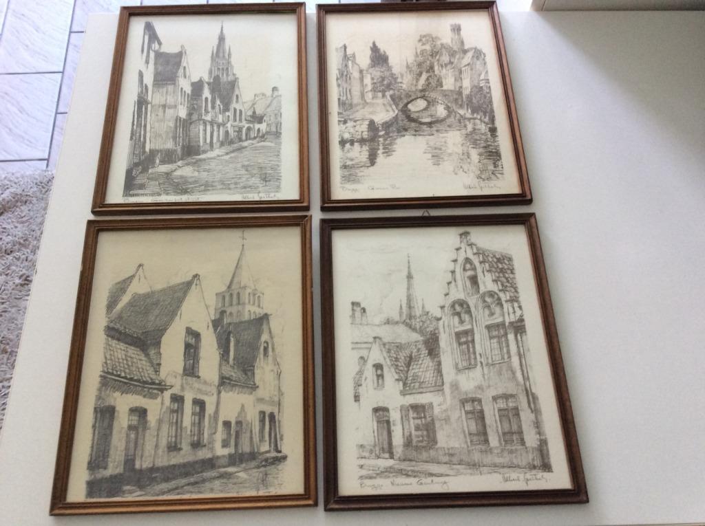 quatre dessins à la plume, Antiquités & Art, Enlèvement ou Envoi
