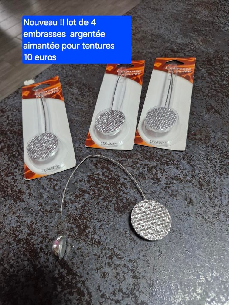 Nouveau !! Lot de 4 embrasse argentée aimantées, Enlèvement ou Envoi, Neuf