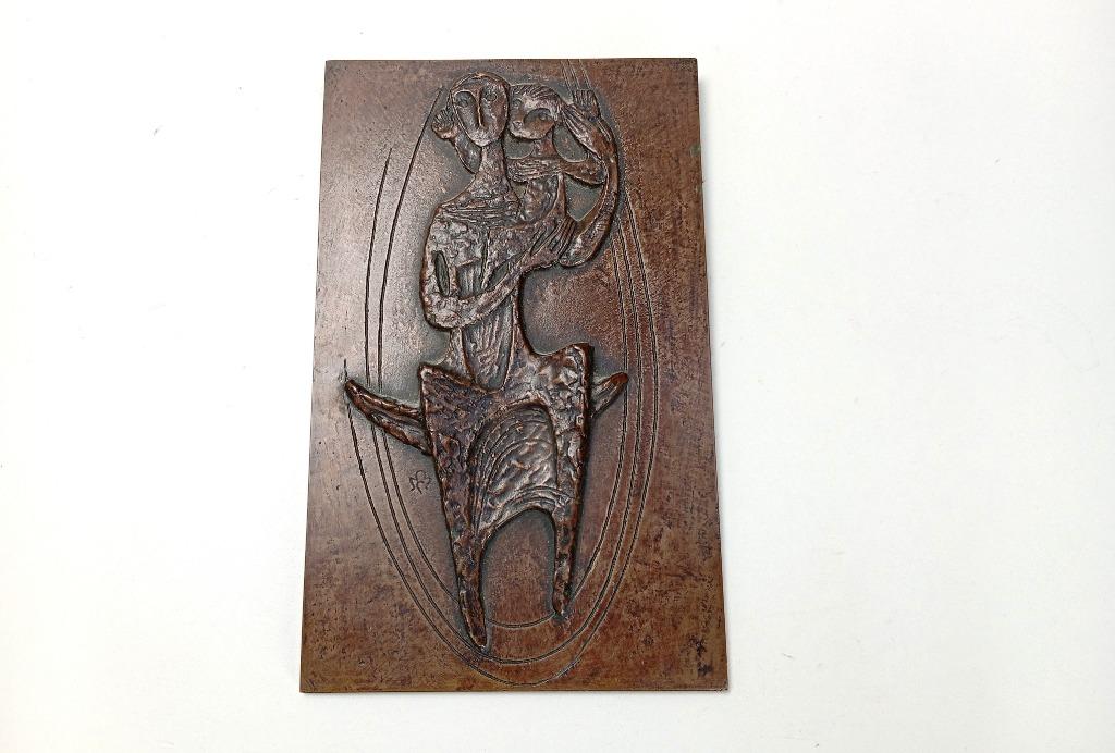 oud religieus brons beeld gesigneerd, Ophalen of Verzenden, Brons