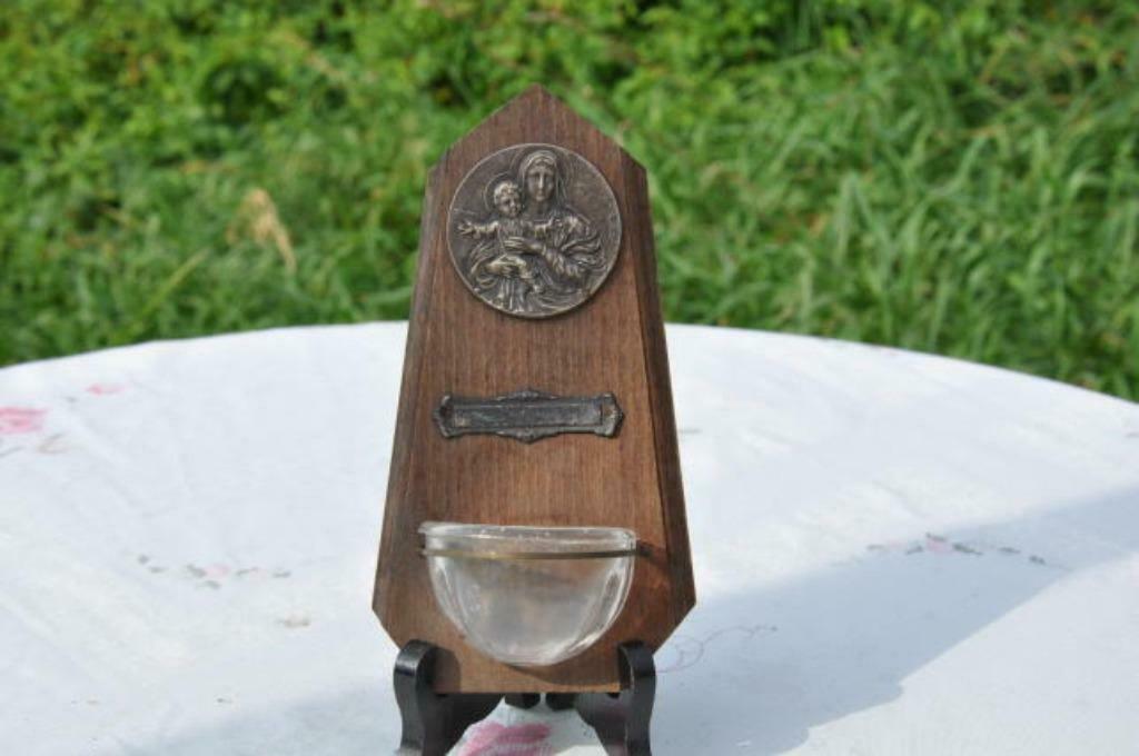 §  benitier bois metal et verre (8), Enlèvement ou Envoi