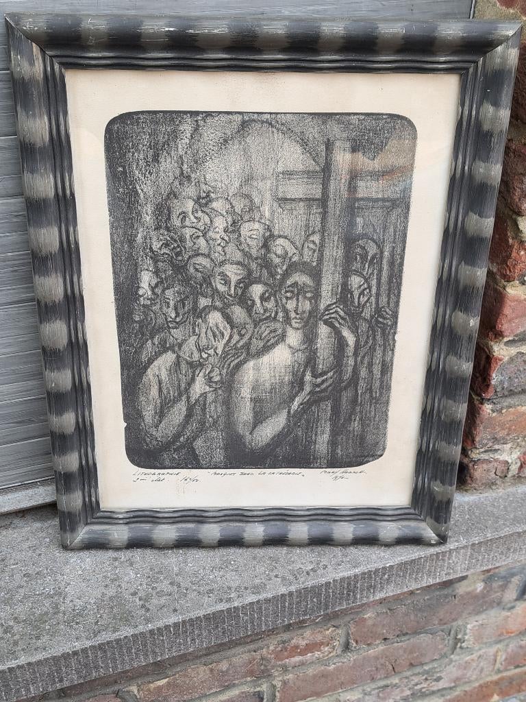 Lithographie signe Mary habsch, Antiquités & Art, Enlèvement ou Envoi