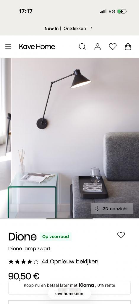 Wandlamp Dione van Kave Home, Maison & Meubles, Lampes | Appliques, Neuf, Métal, Enlèvement