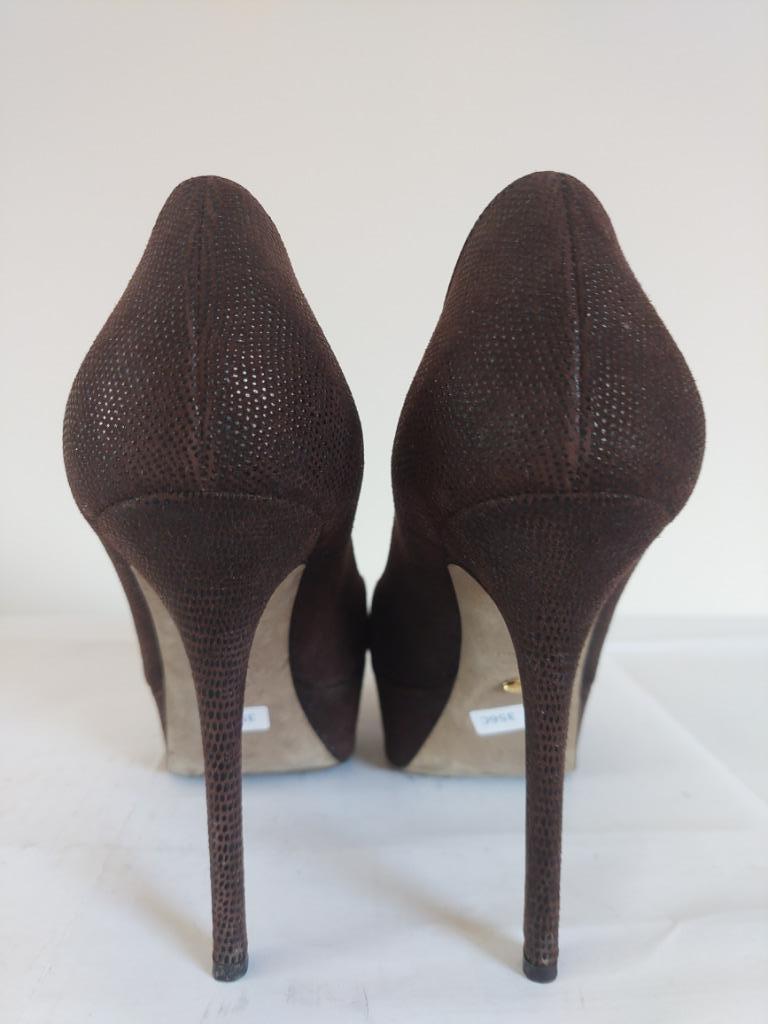 356C* Sergio ROSSI luxe bruine leren pumps (37), Pumps, Verzenden, Gedragen, Sergio Rossi