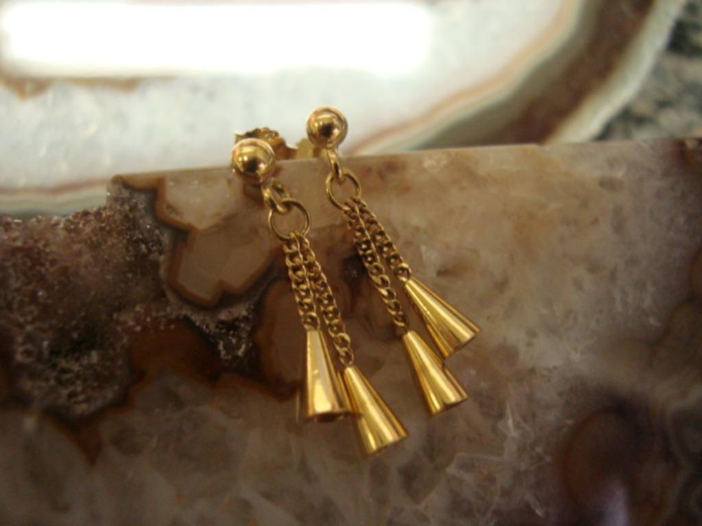 Boucles d'oreilles en or jaune 18 carats 2 chaines pendantes, Handtassen en Accessoires, Oorbellen, Zo goed als nieuw, Hangers