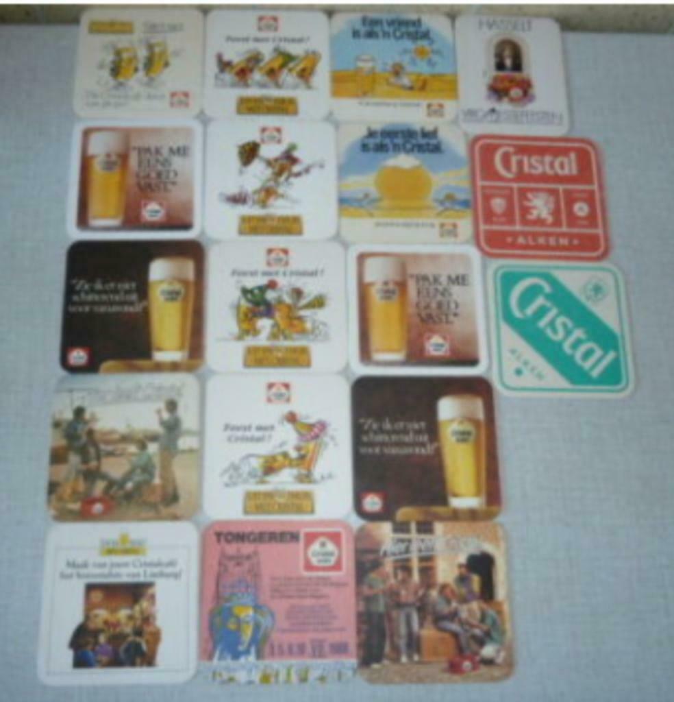 19 verschillende bier viltjes CRISTAL ALKEN Brij. Alken Maes, Verzamelen, Ophalen of Verzenden, Gebruikt, Viltje(s), Overige merken