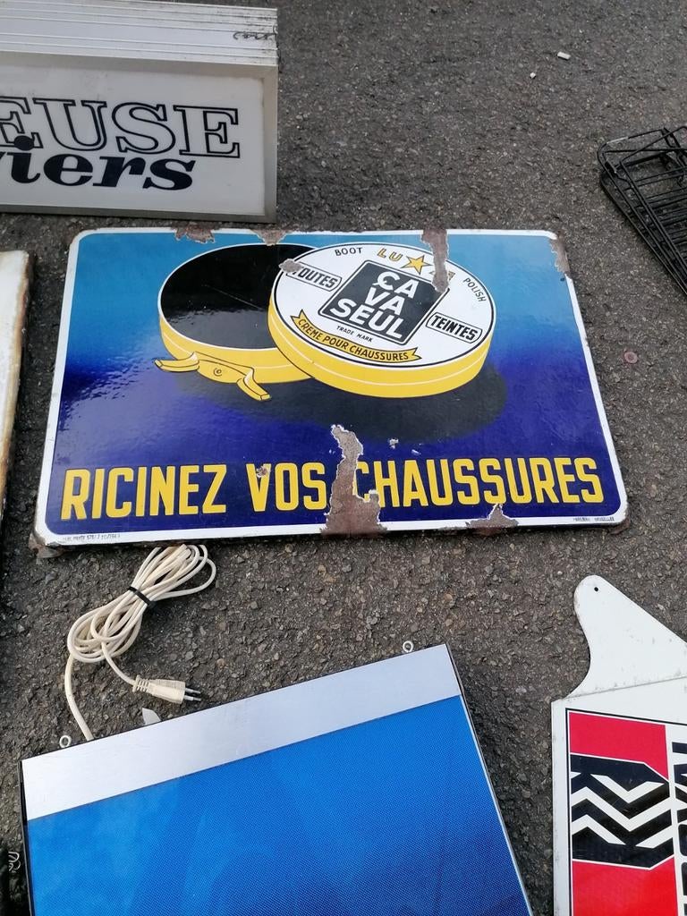 Plaque émaillée publicitaire "ça va seul", Verzamelen, Ophalen of Verzenden