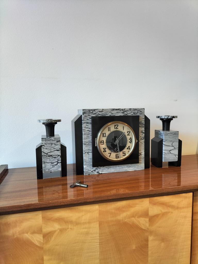 Marmer schouw klok art deco, Antiek en Kunst, Ophalen