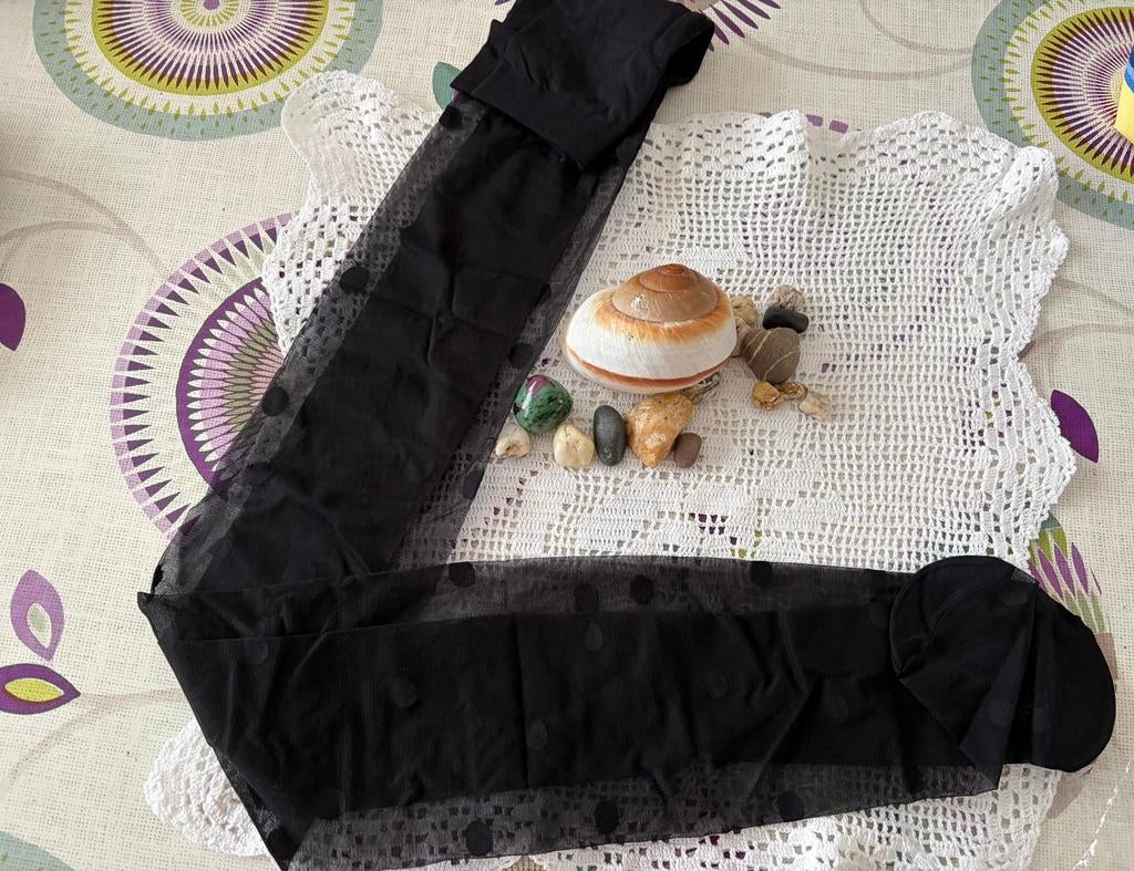 Collants résille noirs à pois  taille unique, Enlèvement ou Envoi, Comme neuf