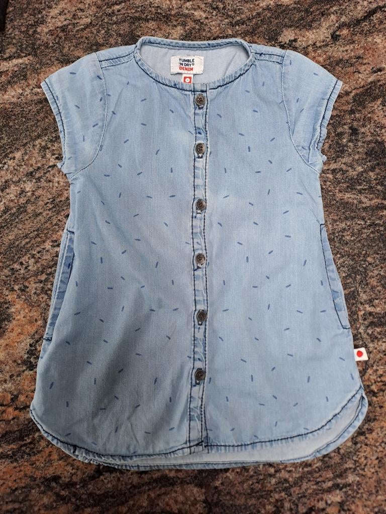 Mt 86 Jeansjurkje zonder mouwen, blauwe streepjes, Kinderen en Baby's, Babykleding | Maat 86, Zo goed als nieuw, Meisje, Jurkje of Rokje