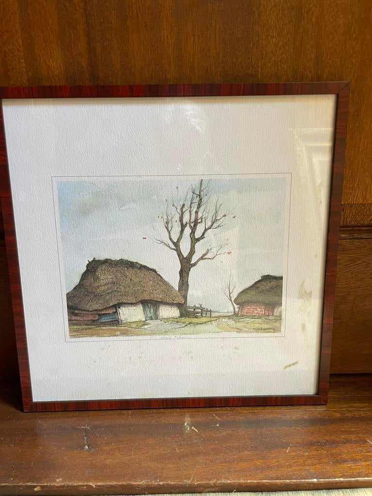 Mooi aquarel oude schuur, mooi ongelijst, Ophalen of Verzenden