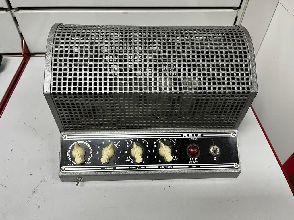 M.B.L.E. A 1465/H buizenversterker — HiFi 12W — Belgisch, Antiek en Kunst, Antiek | Tv's en Audio, Ophalen