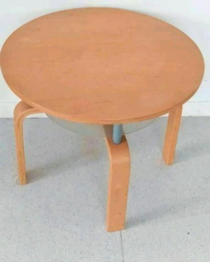 🟡 table de salon ou de chevet bois style Ikea alvar alto, Maison & Meubles, Rond, 45 à 60 cm, Verre, Enlèvement