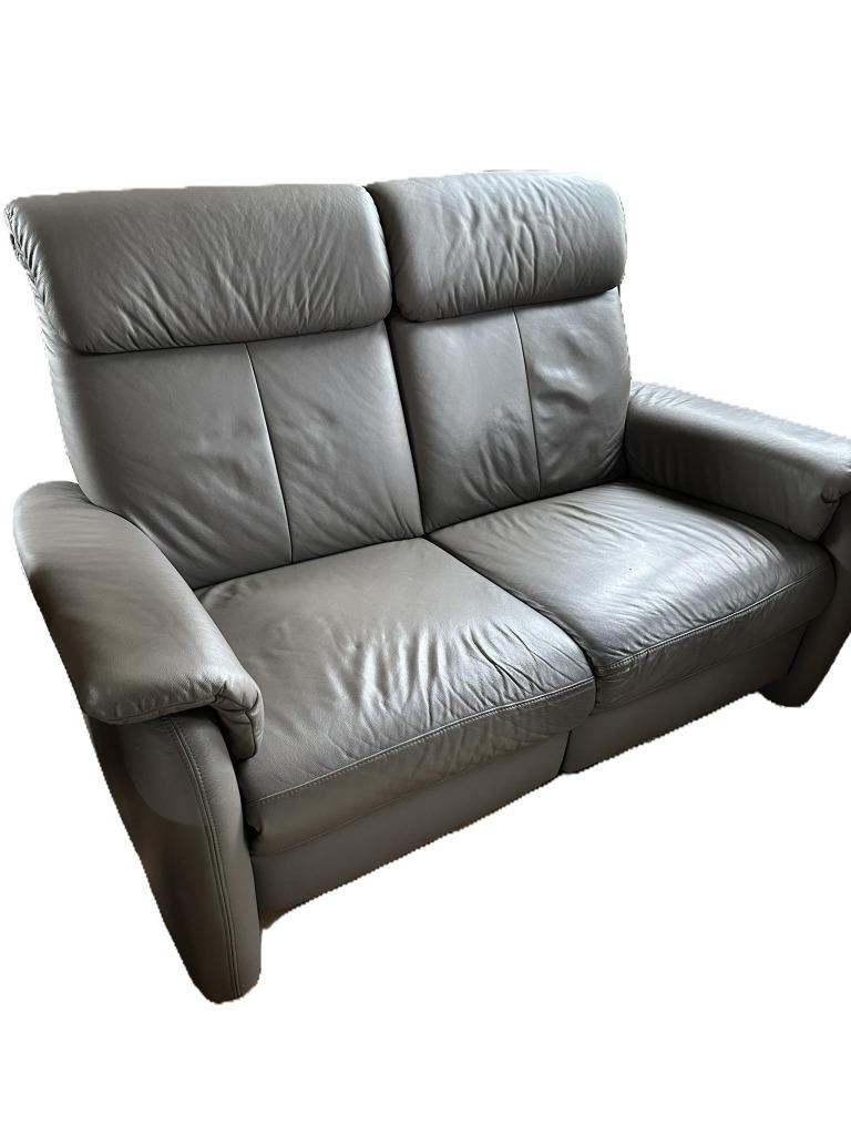Siège biplace en cuir avec fonction relax, Banc droit, Enlèvement, Utilisé, Cuir