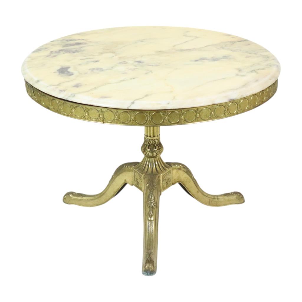 Mid Century Ronde Marmeren Salontafel Bijzettafel Messing, Enlèvement