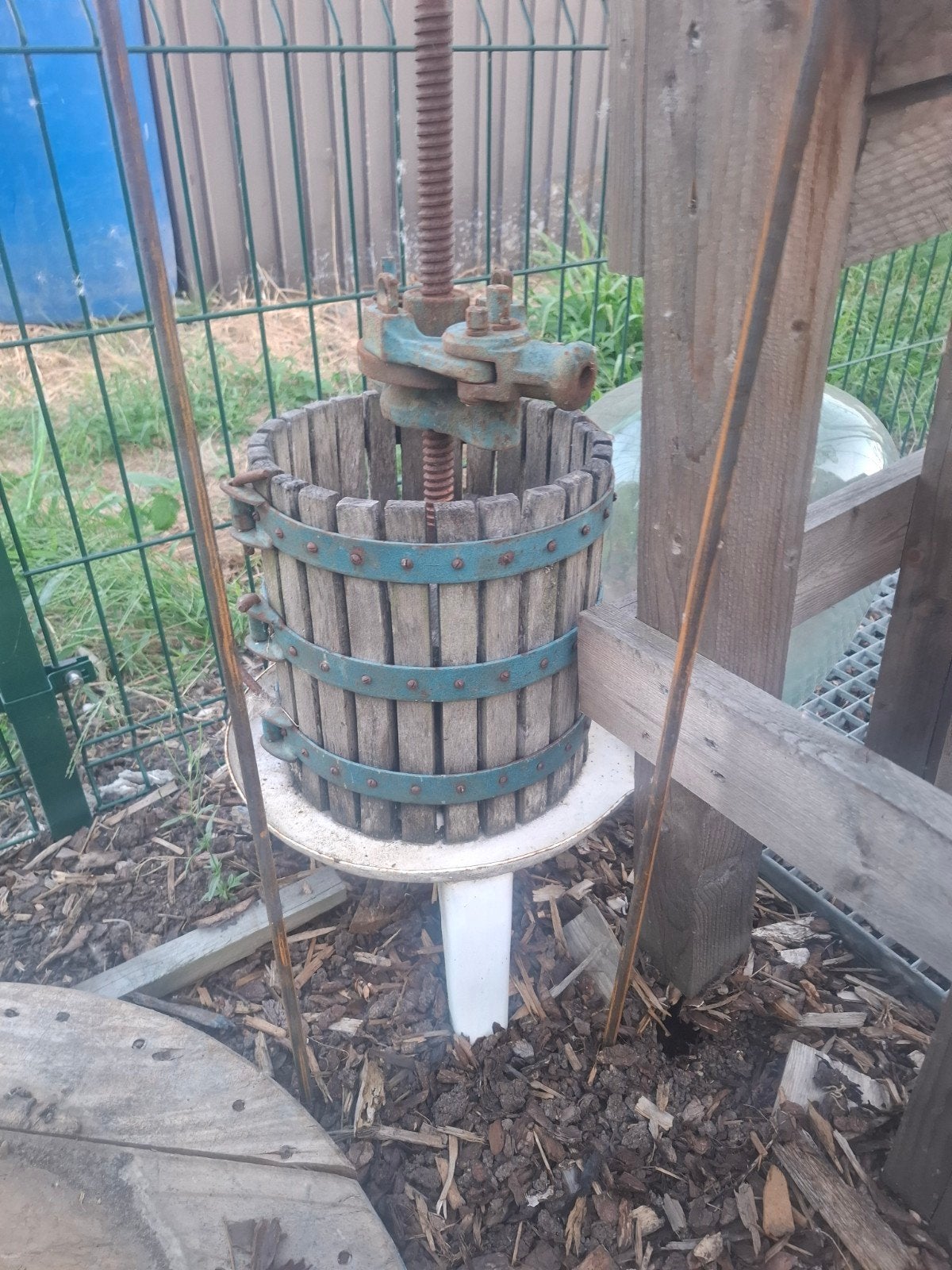 Oude fruitpers als decoratie!, Tuin en Terras, Tuinwanddecoratie, Ophalen