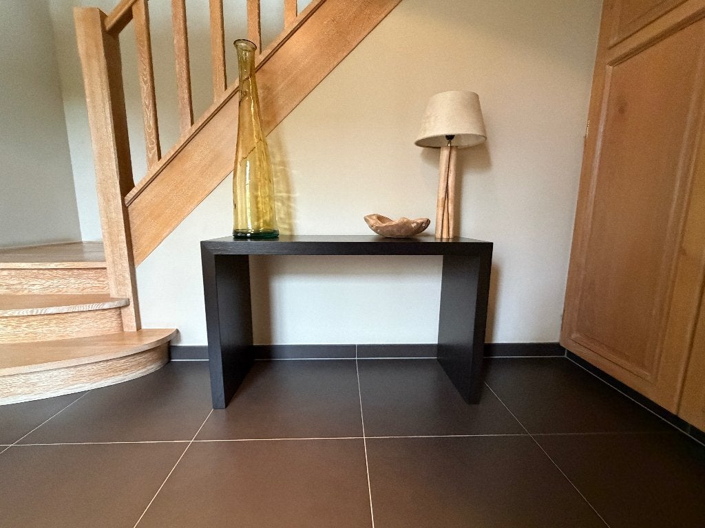 Design wandtafel console met wangen, Van Rossum, Lof, Huis en Inrichting, Ophalen, 100 tot 150 cm, Eikenhout, Zo goed als nieuw