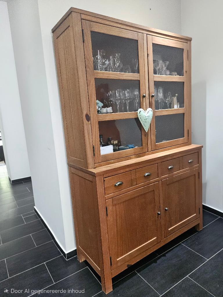Houten glazenkast, Ophalen, Overige materialen, Gebruikt, 100 tot 150 cm