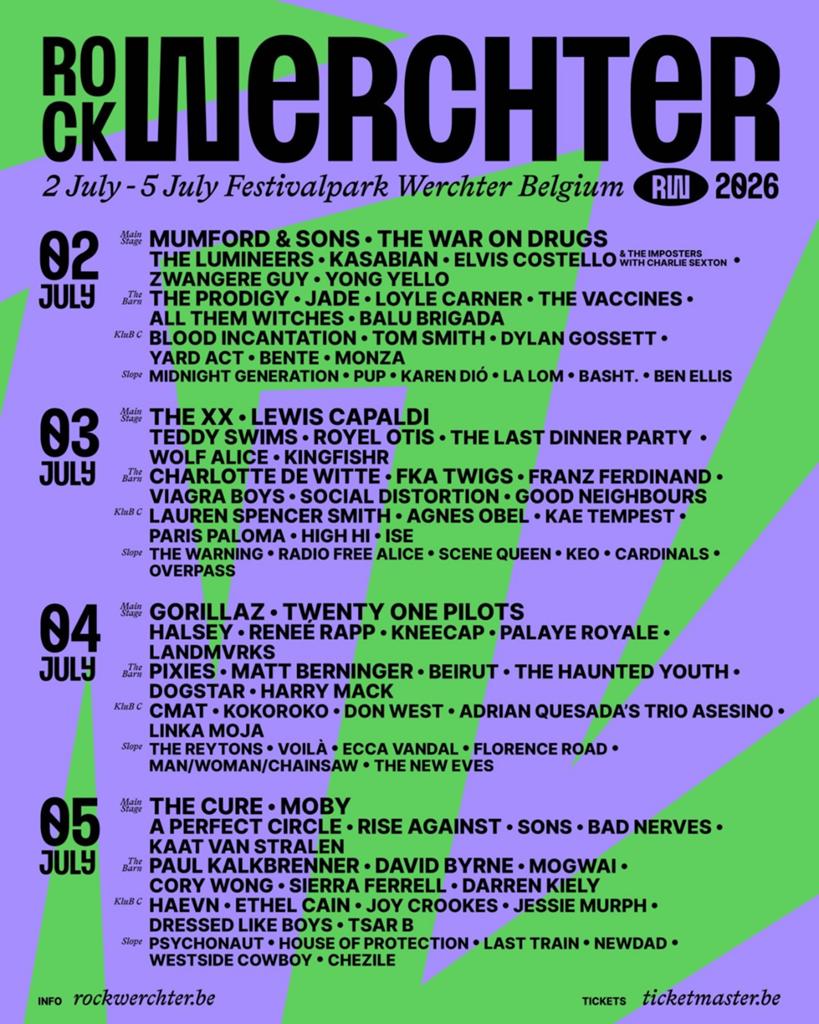 Twee tickets Rock Werchter zondag 5 juli 2026, Tickets en Kaartjes, Evenementen en Festivals
