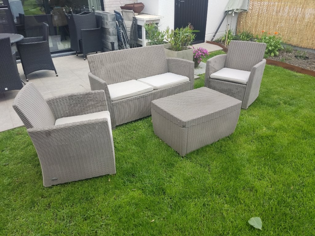 loungeset 4 personen, Tuin en Terras, Ophalen, 4 zitplaatsen, Kunststof, Gebruikt