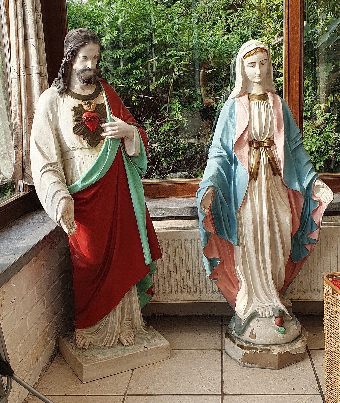 2 beelden Jezus en Maria, Antiek en Kunst, Ophalen